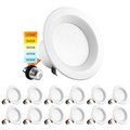 Luxrite 4" LED Recessed Can Lights 5 CCT Selectable 2700K-5000K 10W (60W Equivalent) 750LM Dimmable 12-Pack LR23790-12PK